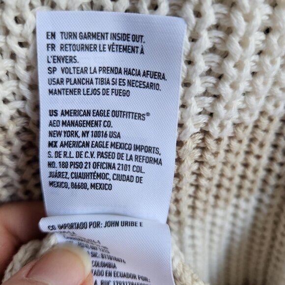American Eagle AE Women's Cream & Tan Striped Long Sleeve Knit Sweater Size XL - Picture 11 of 13